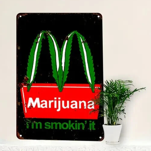 MARIJUANA IM SMOKIN IT Tin Metal sign GIFT Art Deco CANNABIS WEED MACCYS LEAF