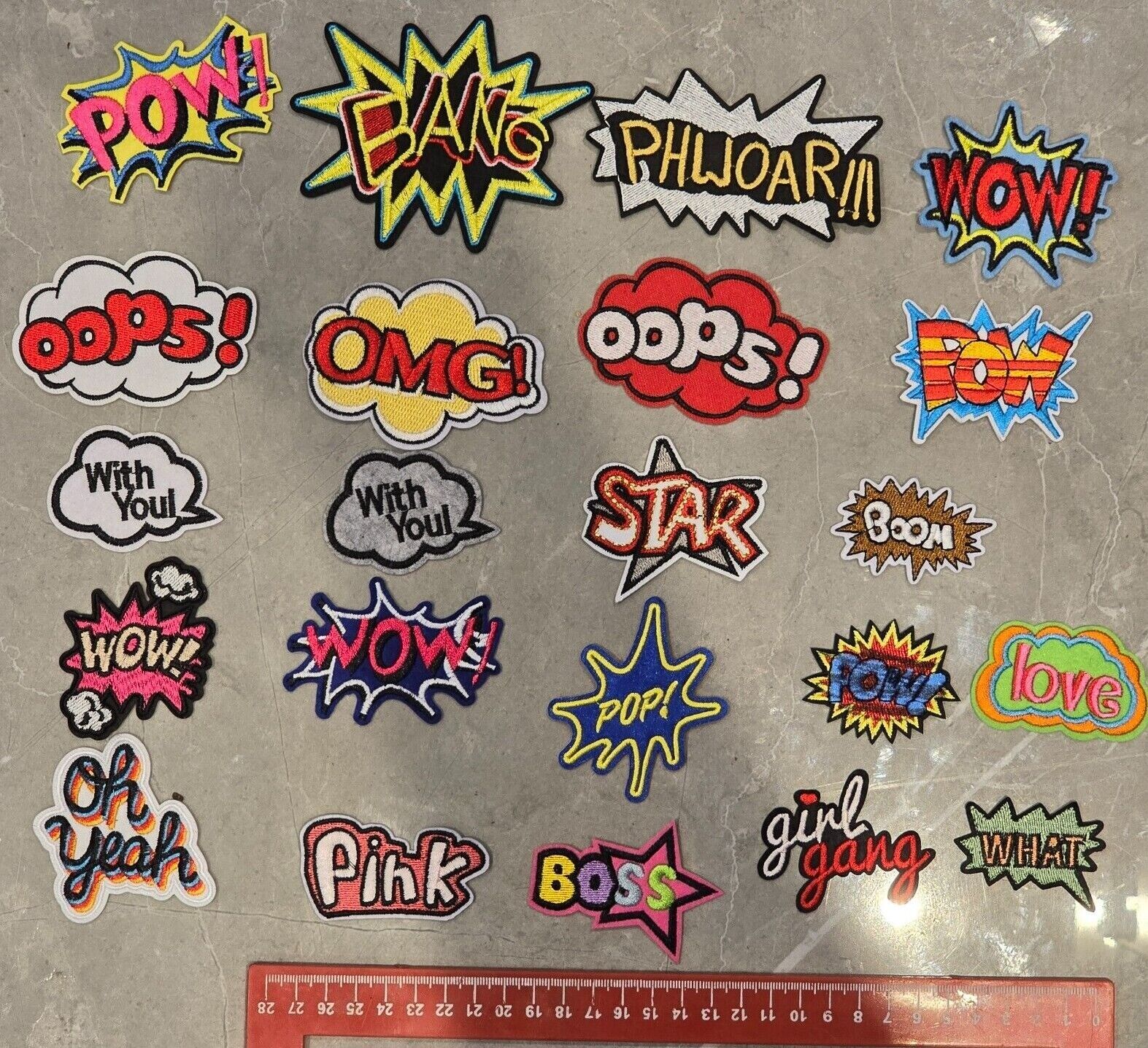 Pow Zap OMG Bang OMG Wow WTF Words Embroidered Logo Patch Badge Iron Sew On COMI