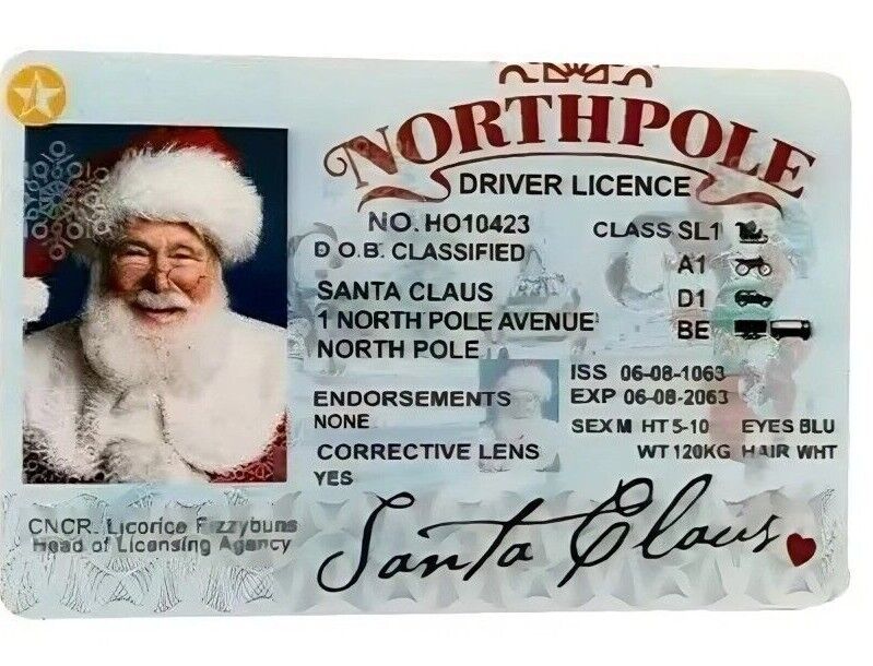 Santa Lost Driving Sleigh Licence Father Christmas Eve Box Gift Xmas ELF SHELF