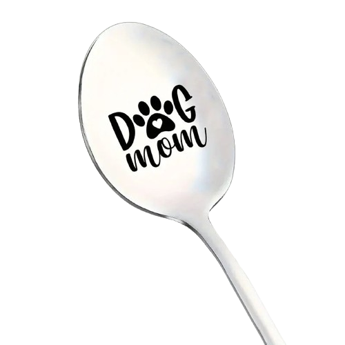 DOG MOM NOVELTY Spoon COFFEE SUNDAE COCKTAIL SILVER SPECIAL PETS LOVE ICE-CREAM