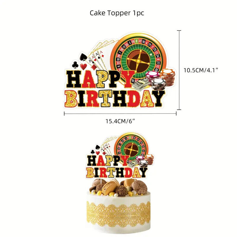 Casino Poker Balloon Party Birthday Decorations Craps Roulette Cards Cake Luck