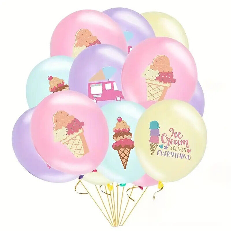 Ice Cream Balloon Party Birthday Decorations Boys Balloons Pastel Pink Purple