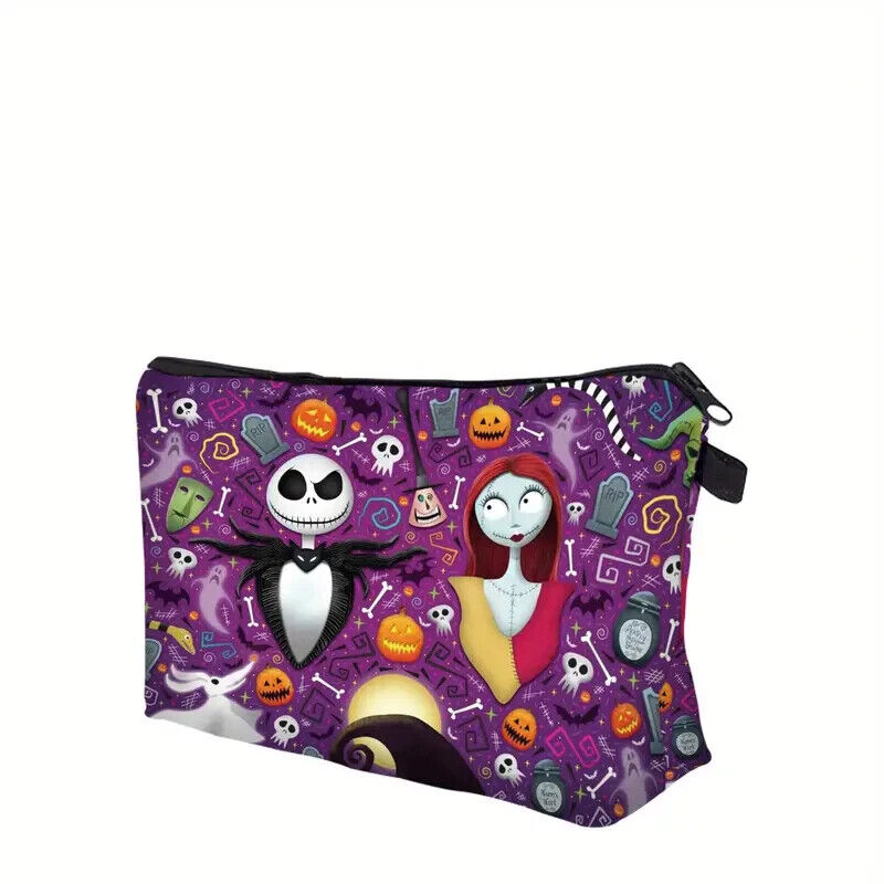 THE NIGHTMARE BEFORE CHRISTMAS Zip Makeup Bag Fashion Cosmetic Pouch PURPLE JACK