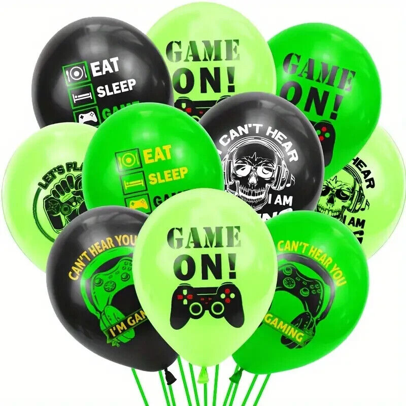 Gaming Birthday Party Decorations Balloons Fun Green Game Gamepad XBOX PS5