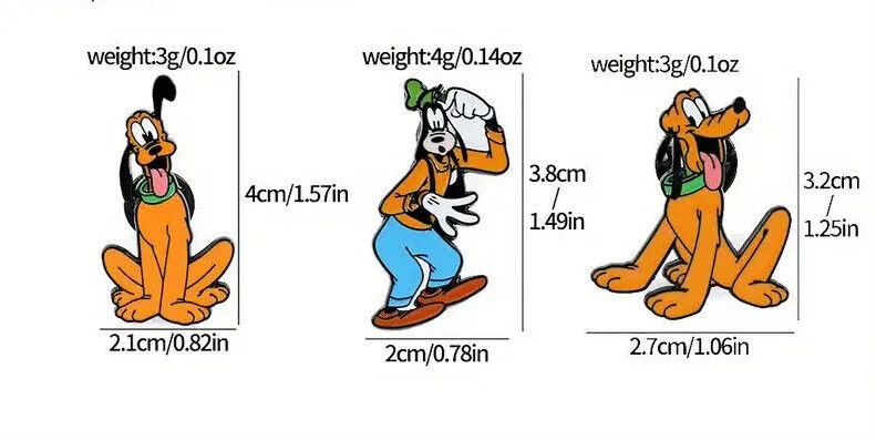 PLUTO GOOFY Metal Enamel Pin Badge TV SHOW CARTOON MOVIE MICKEY MOUSE CHAIN GANG