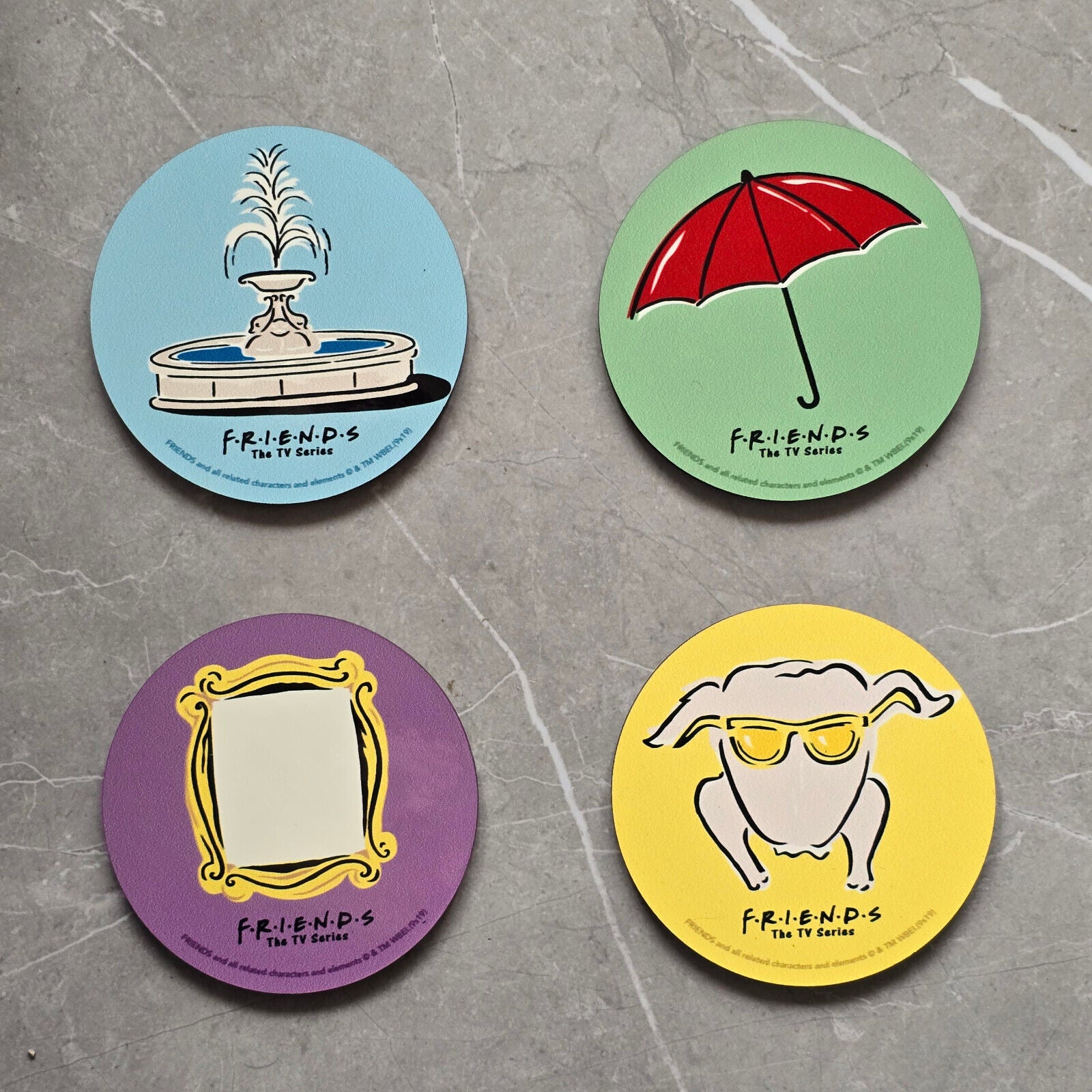 Genuine Friends TV Sitcom Phrases Coaster Drinks Mat FOUNTAIN TURKEY UMBRELLA