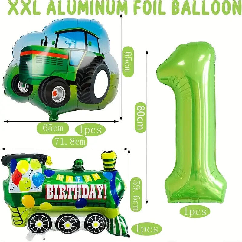Tractor Train Balloon Party Birthday Decorations Boys Balloons Green KIDS FARM