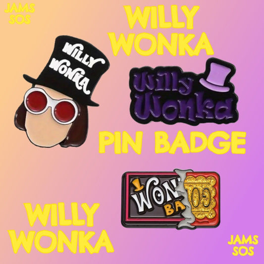 WILLY WONKA & THE CHOCOLATE FACTORY Metal Enamel Pin Badge BAR TOP HAT FUN