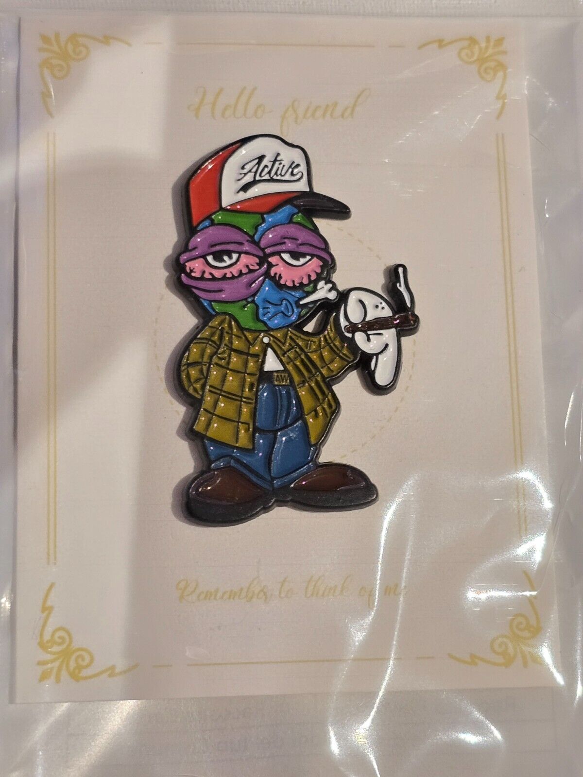 BILLY & MANDY BASEBALL Metal Enamel Pin Badge Retro BROOCH CARTOON GIFT ON CARD
