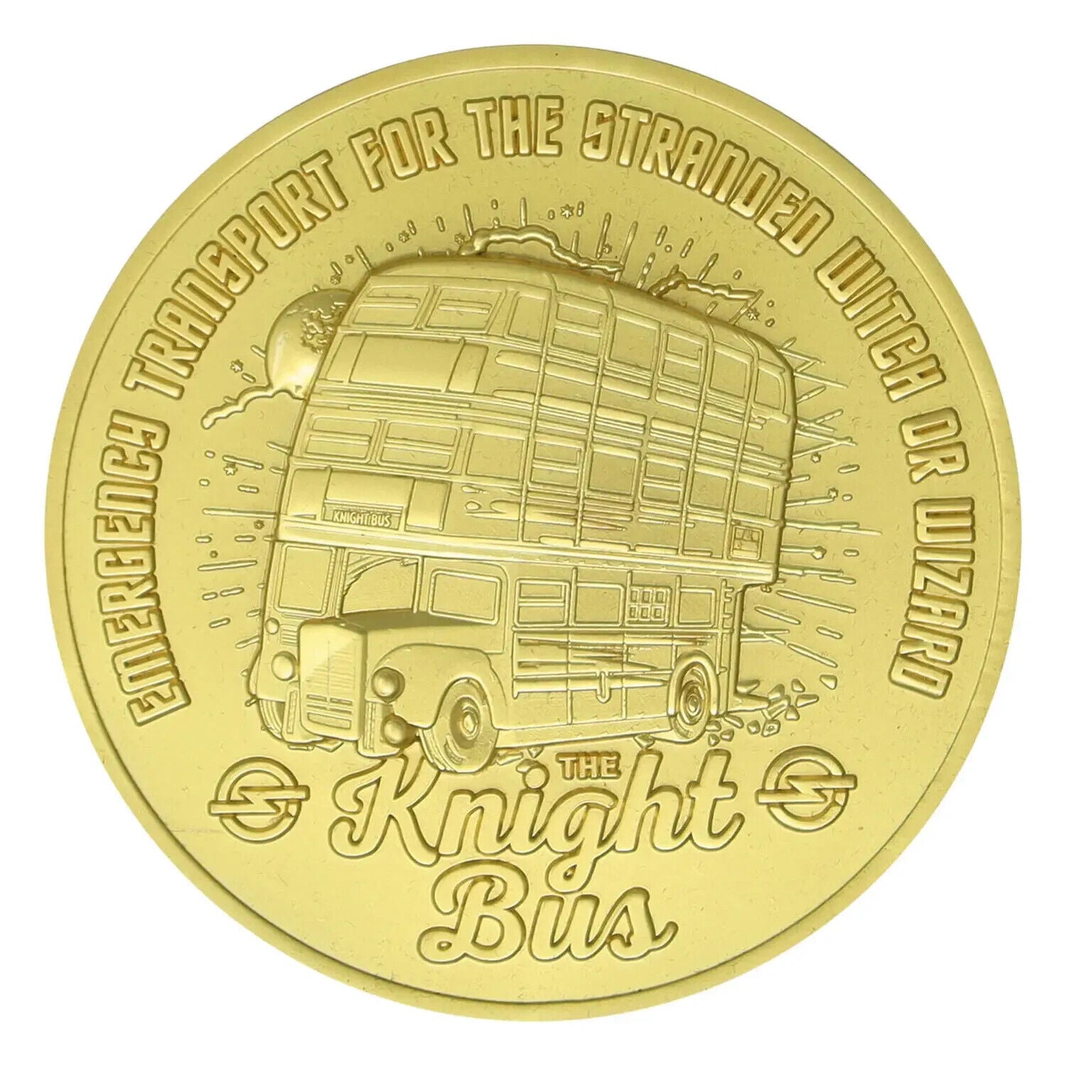Harry Potter 24k Gold Plated Knight Bus Limited Edition Medallion Only 2001 DUST