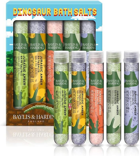 Baylis & Harding Dinosaur 5 Test Tube Bath Salts Gift Set Vegan Friendly KIDS