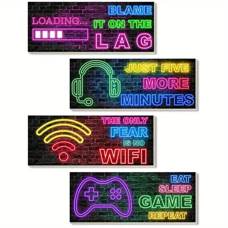 Wooden Gamer Bedroom Wall Door Decor Sign Plaque Gaming GAME WIFI HEADSET