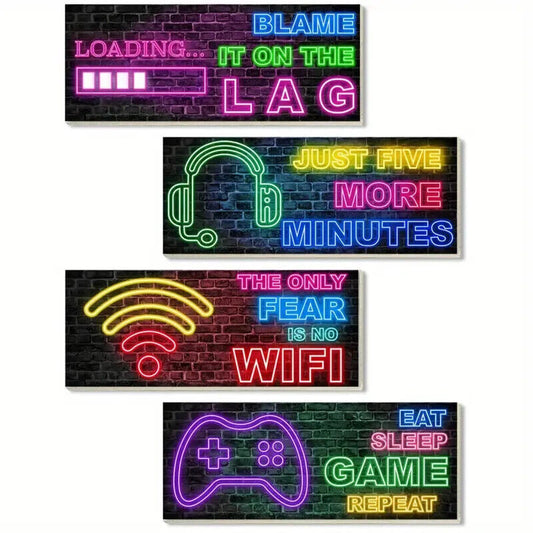 Wooden Gamer Bedroom Wall Door Decor Sign Plaque Gaming GAME WIFI HEADSET
