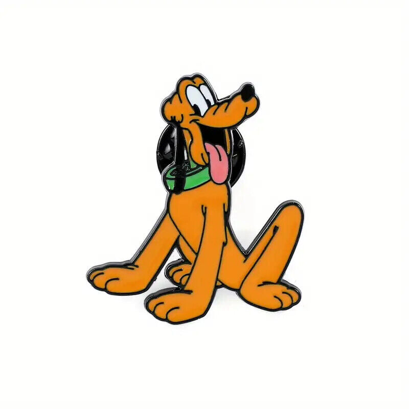 PLUTO GOOFY Metal Enamel Pin Badge TV SHOW CARTOON MOVIE MICKEY MOUSE CHAIN GANG