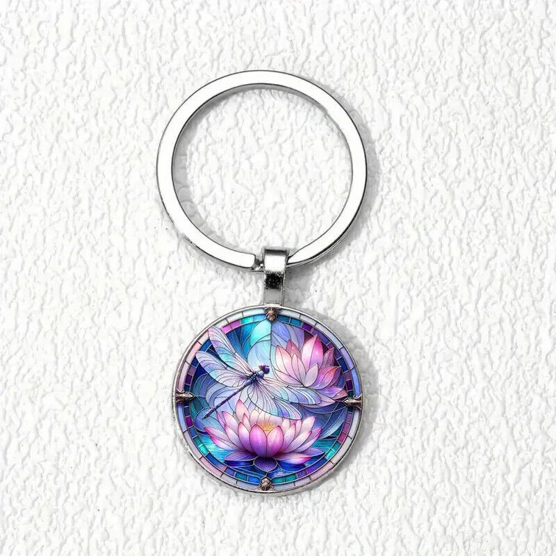 DRAGONFLY LOTUS KEY CHAIN KEYRING NOVELTY KEYCHAIN COLOUR MYSTIC