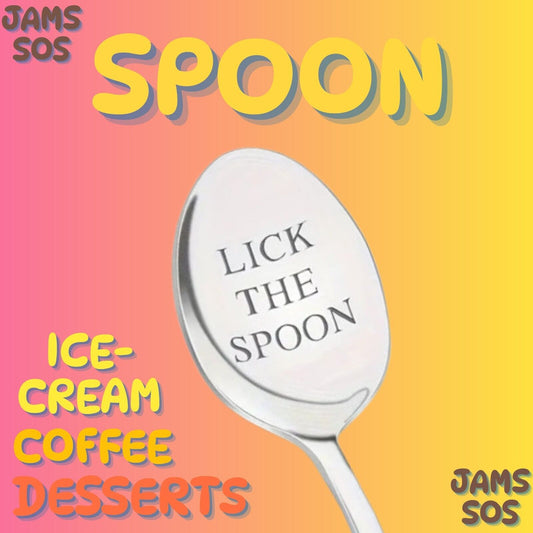 LICK THE SPOON NOVELTY Spoon COFFEE SUNDAE COCKTAIL SILVER SPECIAL ICE-CREAM