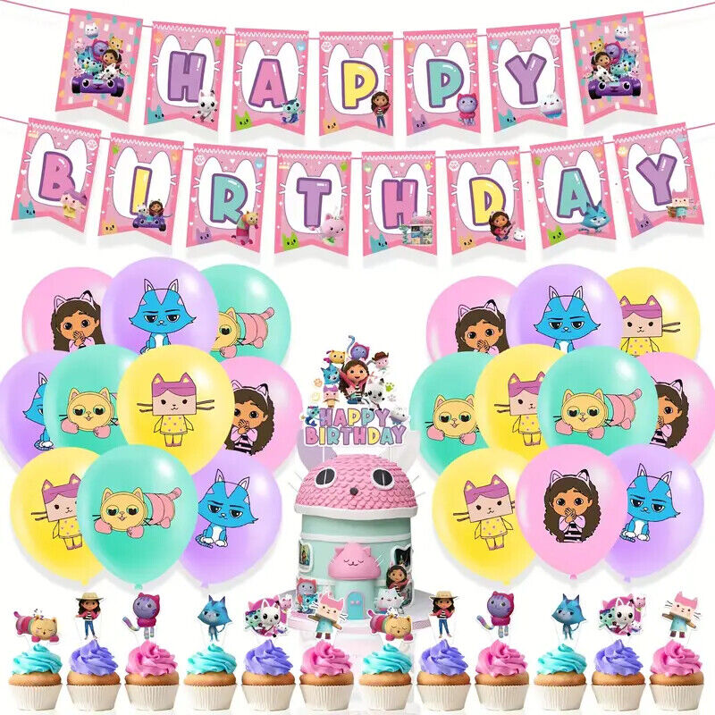 Gabbys Dollhouse Theme Kids Birthday Party Supplies Decorations gabby's Balloon
