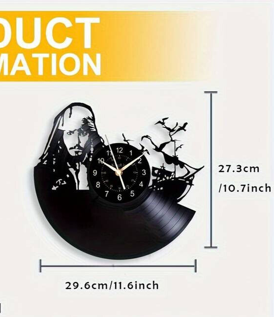 Pirates of the Caribbean Vinyl Wall Clock Record Clock Decor Watch Disney DEPP