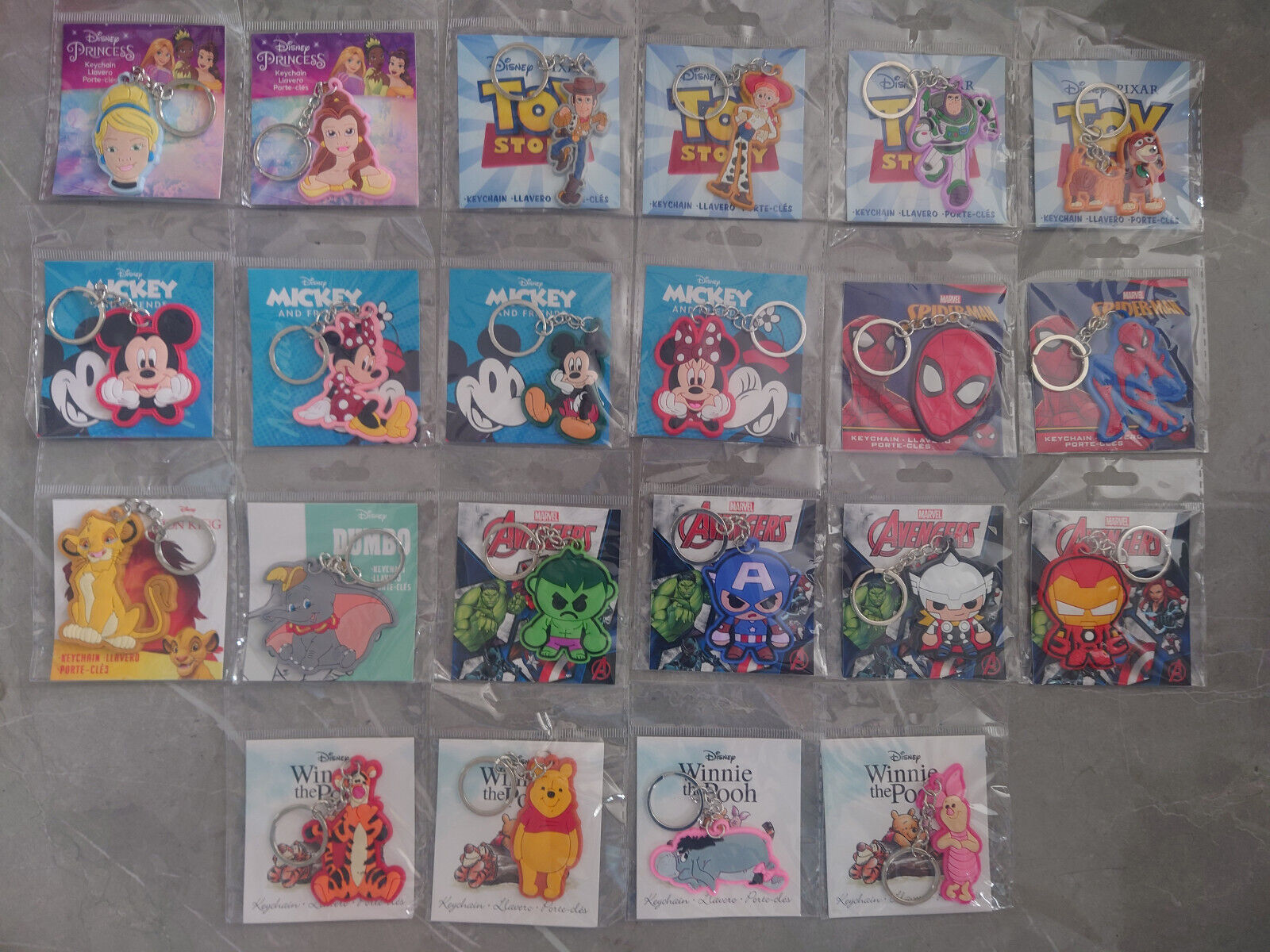 Disney & Marvel Characters Licensed Keyrings pooh micky toy story minni buzz