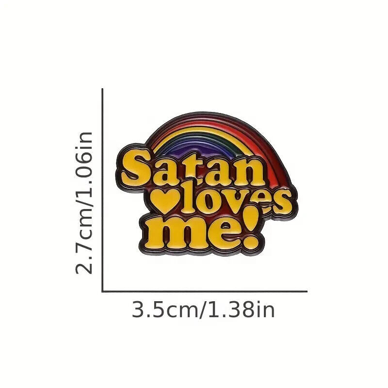 Satan Loves Me Pin Badge Enamel Rainbow Pop Art Style Pin Brooch Devil Pin Badge