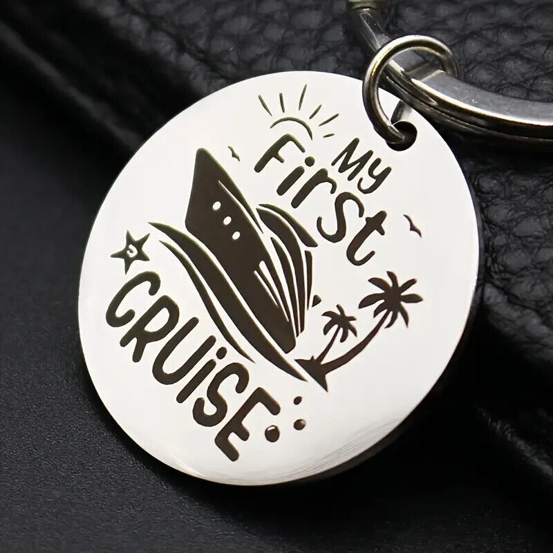 MY FIRST CRUISE Keyring Keychain TRAVEL GIFT SHIP PALM TREES HOLIDAY