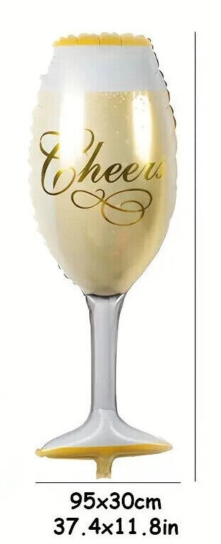 Champagne Bottle Glass Large Foil Balloon Happy Birthday Party Wedding Prom