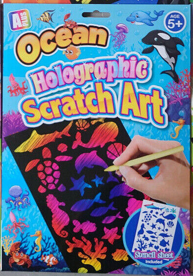 Holographic Scratch Art Kits BOYS AND GIRLS Kids Adults Engraving Craft Set
