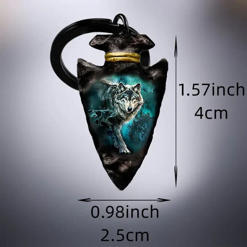 WOLF JUNGLE WOLVES ARROW HEAD Keyring Pagan Gothic Wicca Gift KEYCHAIN