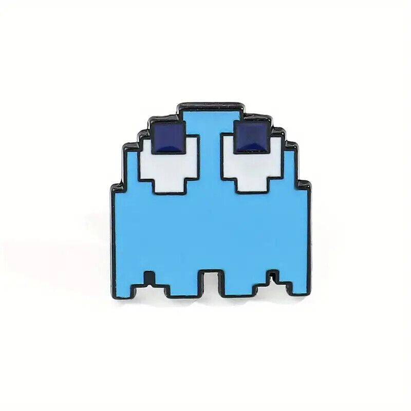 PACMAN Enamel Pin Badge GHOST BANDI NINTENDO GAME GAMING PAC MAN BLUE YELLOW