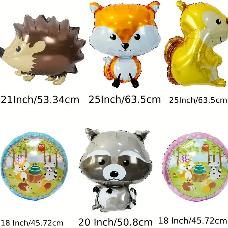 SQUIRREL FOX RACOON HEDGEHOG WOODLAND Large Balloons Animal Wild Animal