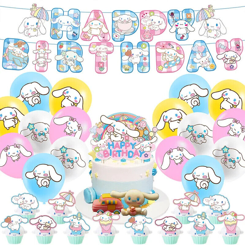 Hello kitty Happy Birthday Balloons Banner Cake Toppers Party  Cinnamoroll