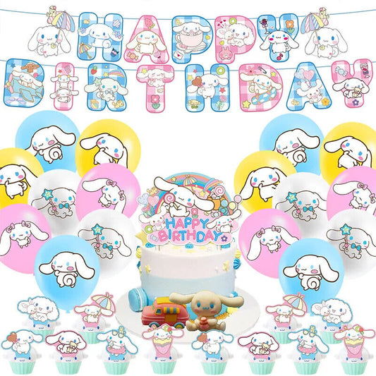 Hello kitty Happy Birthday Balloons Banner Cake Toppers Party  Cinnamoroll