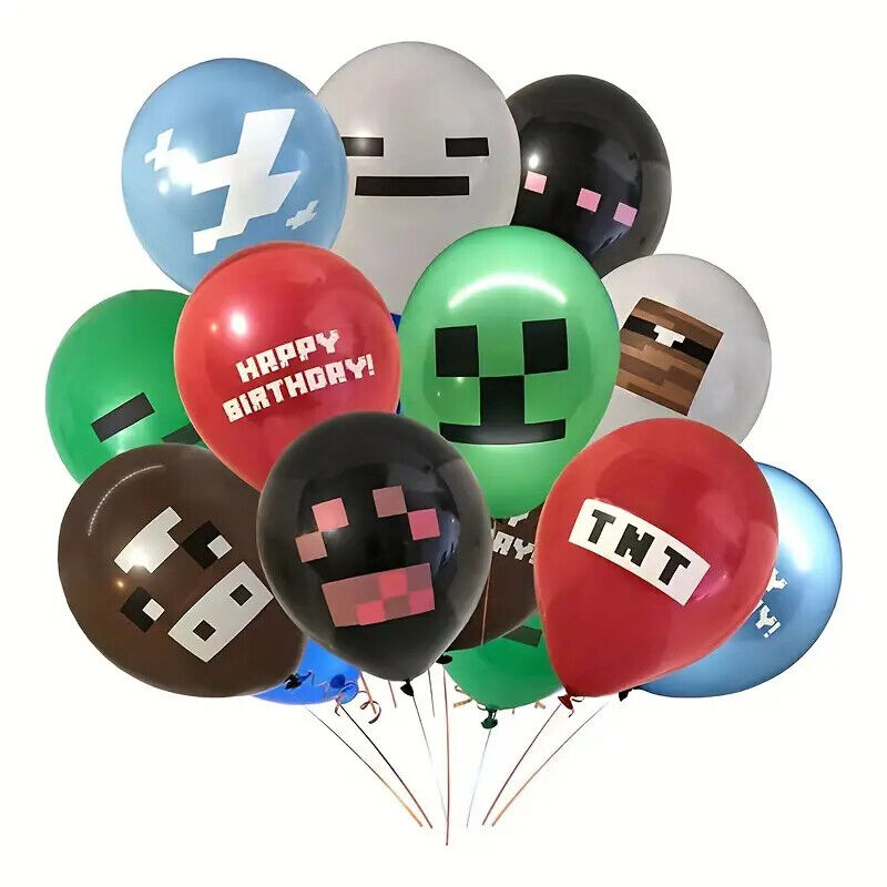 MINECRAFT GAMING PARTY SUPPLIES BALLOONS TOPPERS VIDEO GAME BIRTHDAY DECORATIONS
