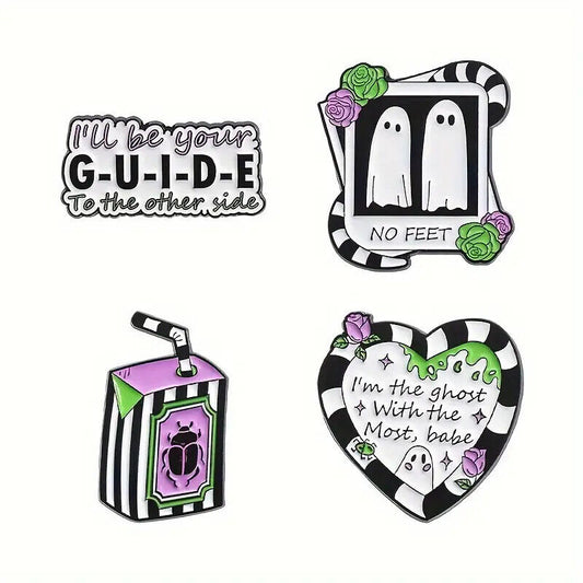 BEETLEJUICE PIN BADGE FILM HALLOWEEN SCARY SCREAM BROOCH GHOST GUIDE JUICE
