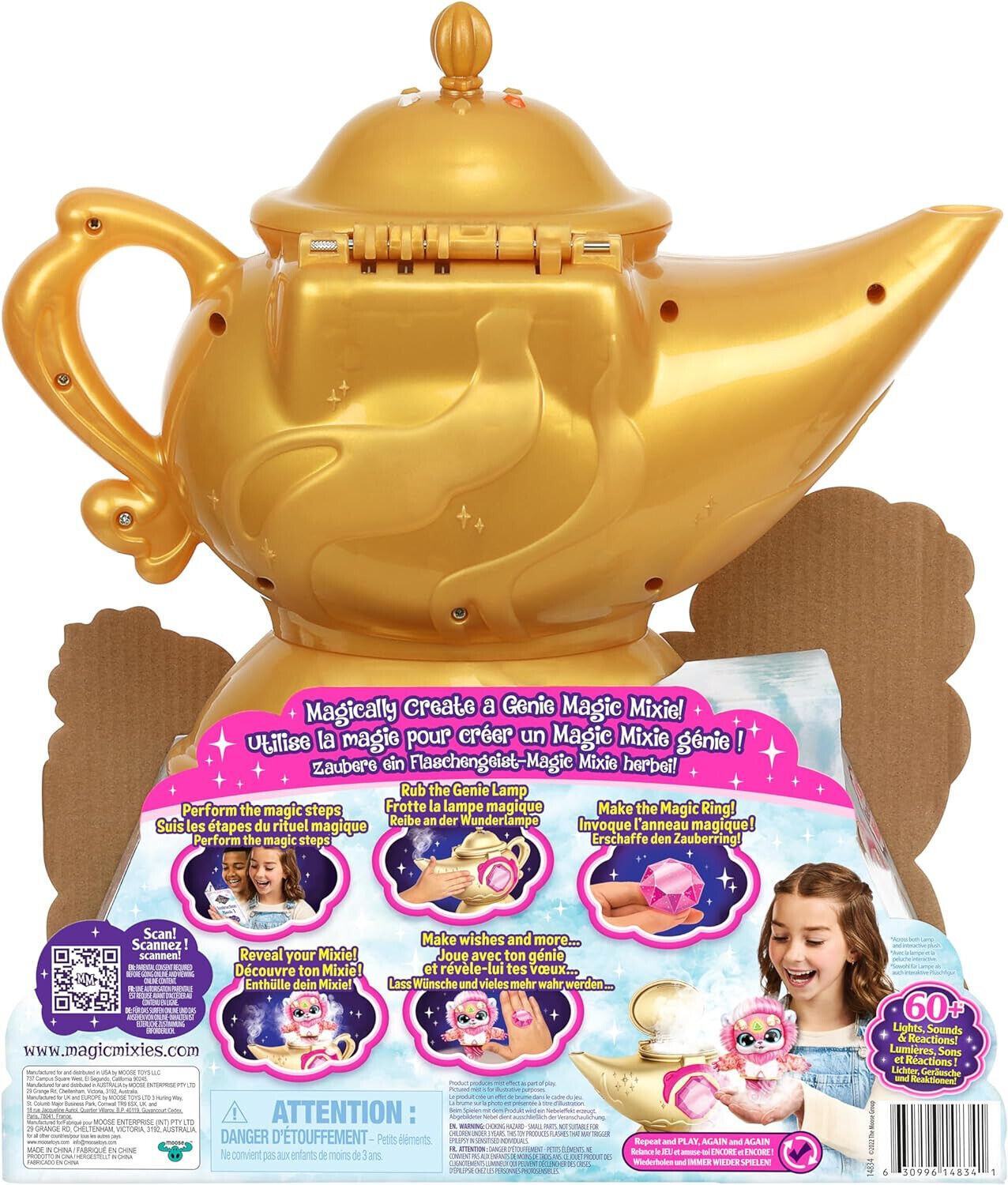 Magic Mixies Magic Genie Lamp with Interactive 8 inch PINK Plush Toy & 60+ Sound