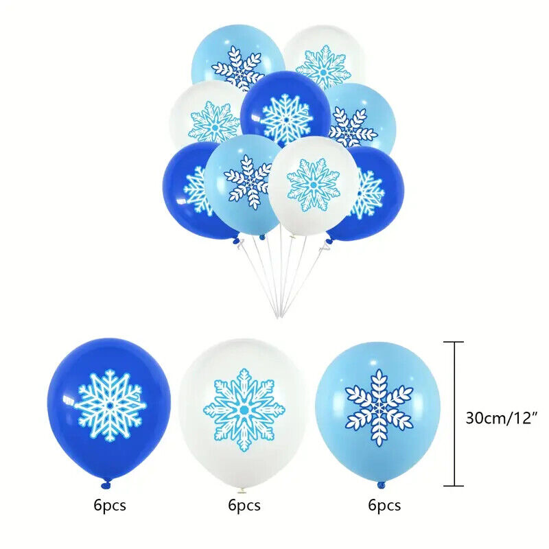 Frozen Winter Snow Party Decorations Balloons Birthday Kids Banner Cake Toppers