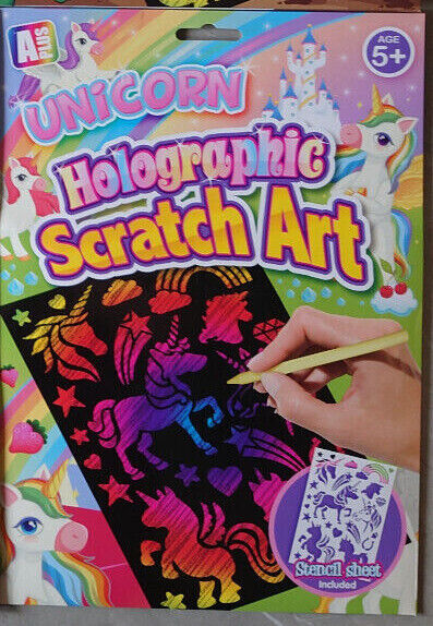 Holographic Scratch Art Kits BOYS AND GIRLS Kids Adults Engraving Craft Set