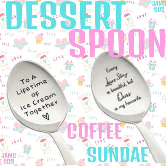 LOVE FOREVER Spoon ICE CREAM COFFEE SUNDAE SILVER COCKTAILS QUOTE