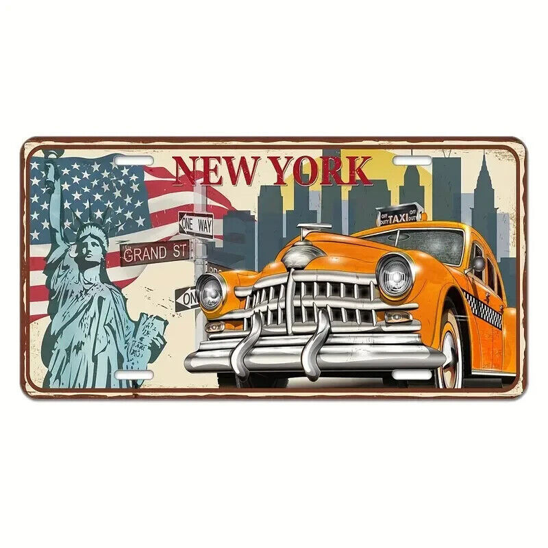 NEW YORK LICENSE PLATE Metal TIN Garage Sign Garden Bar CAR CITY LIBERTY COVER