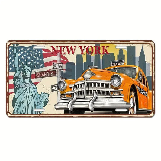NEW YORK LICENSE PLATE Metal TIN Garage Sign Garden Bar CAR CITY LIBERTY COVER