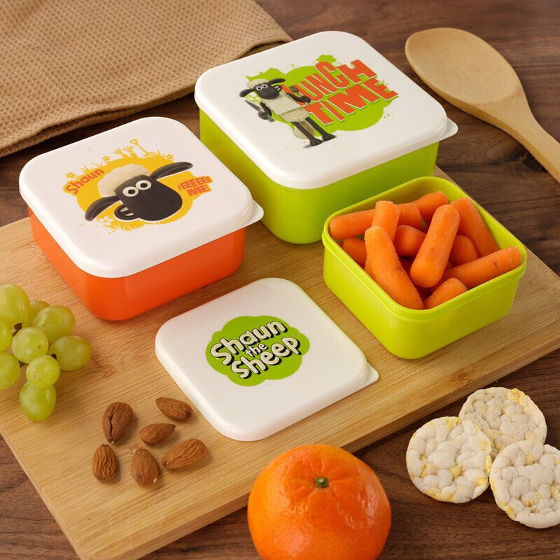 SET OF 3 LUNCH BOX SNACK POTS S/M/L - SHAUN THE SHEEP
