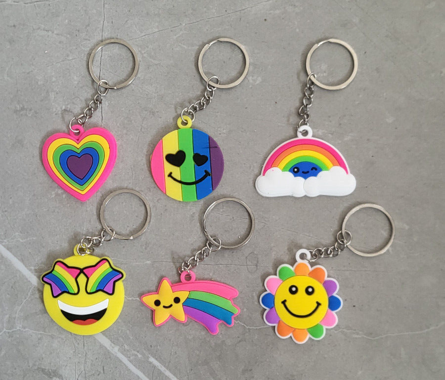 NOVELTY KEYRING RAINBOW BRIGHT OWL CAT MOUSE UNICORN DEER DOG FILLER PARTY