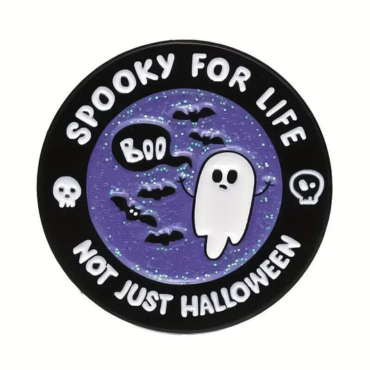 Spooky For Life not Just Halloween Enamel Pin Badge Brooch Lapel Pin GHOST BOO