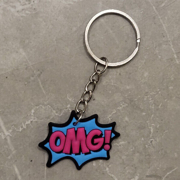 GAMER GAMING SUPERHERO KEYRING FUN KIDS KEYCHAIN PARTY FILLER WOW BOOM WHAM OMG