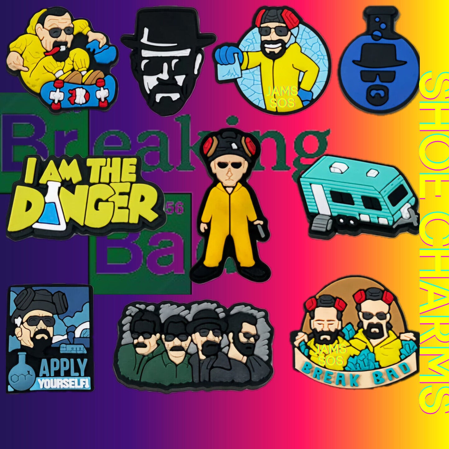 Croc charm Jibbitz Set Breaking Bad JESSIE HEISENBERG WALTER CAMPER DANGER