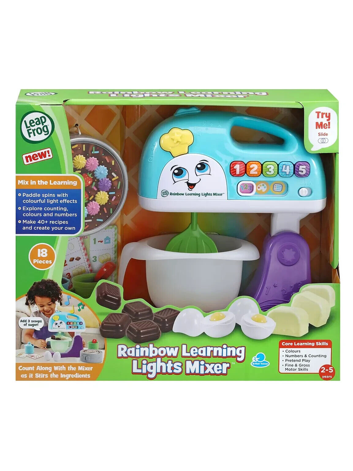 Leapfrog Rainbow Learning Lights Mixer baking cake educational blender sounds