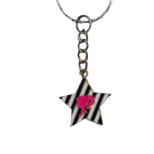 BARBIE HEAD KEYRING KEYCHAIN PINK STAR 2024 SILHOUETTE MARGOT ROBBIE