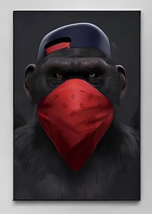 MONKEY CHIMPANZEE Canvas Wall Art Movie Poster Print Picture BANDANA CAP G