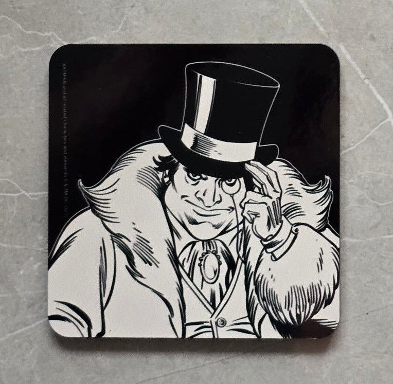 BATMAN JOKER RIDDLER TWO FACE PENGUIN Coaster Retro TV Drinks Mat BLACK WHITE
