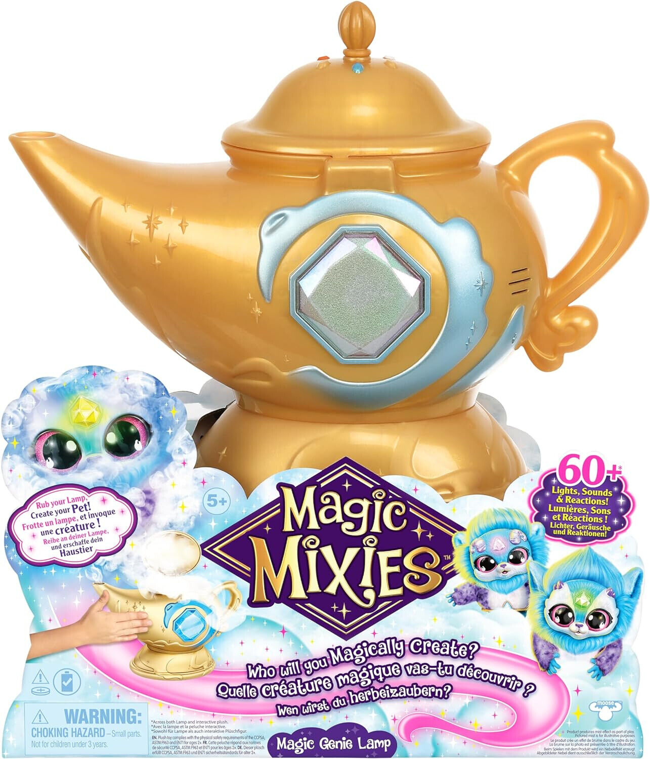 Magic Mixies Magic Genie Lamp with Interactive 8 inch BLUE Plush Toy & 60+ Sound